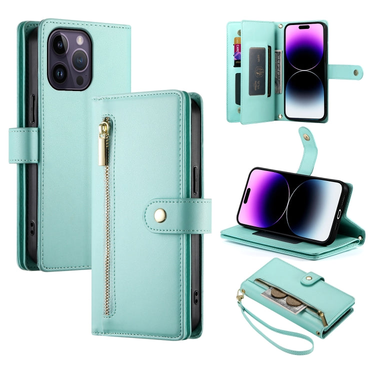 9カードスロット ジッパー付き財布型レザーケース、iPhone 14 Pro Max 用、iPhone 13 Pro Max 用、iPhone 13 Pro 用、iPhone 13 用、iPhone 13 mini 用、iPhone 12 / 12 Pro 用、iPhone 12 Pro Max 用、iPhone 12 mini 用