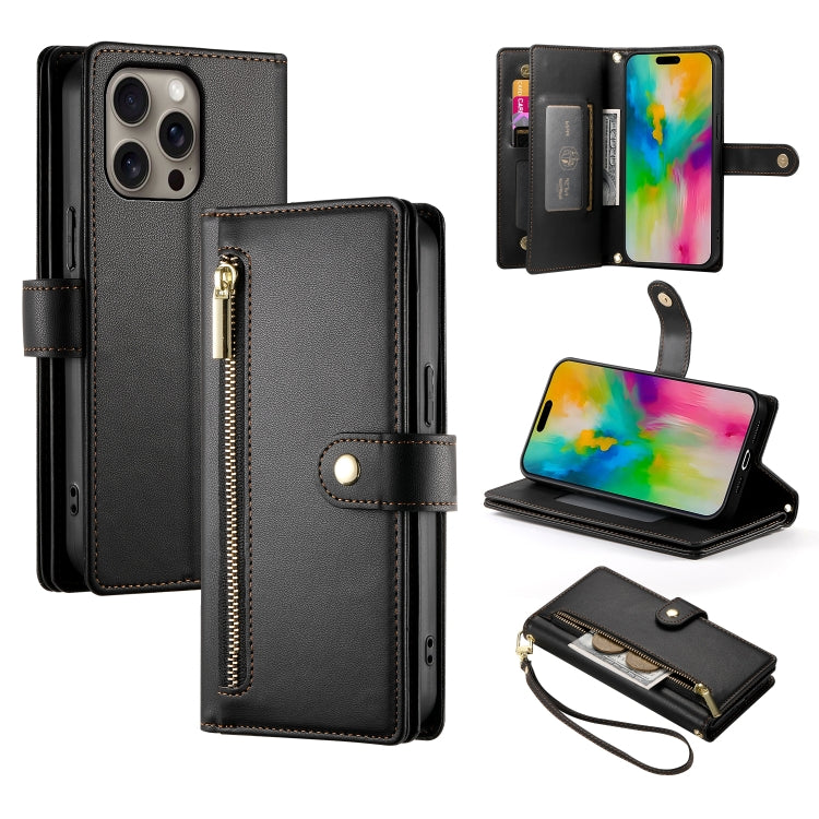 9カードスロット ジッパー付き財布型レザーケース、iPhone 17 Pro Max 用、iPhone 17 Pro 用、iPhone 17 用、iPhone Air 用、iPhone 16e 用、iPhone 16 Pro Max 用、iPhone 16 Pro 用、iPhone 16 Plus 用