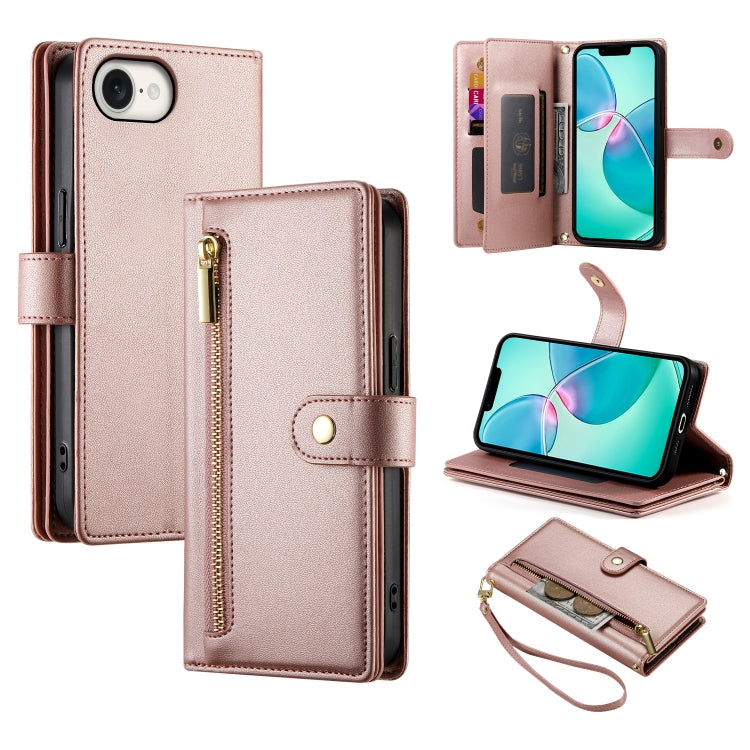 9カードスロット ジッパー付き財布型レザーケース、iPhone 17 Pro Max 用、iPhone 17 Pro 用、iPhone 17 用、iPhone Air 用、iPhone 16e 用、iPhone 16 Pro Max 用、iPhone 16 Pro 用、iPhone 16 Plus 用