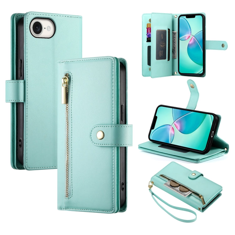 9カードスロット ジッパー付き財布型レザーケース、iPhone 17 Pro Max 用、iPhone 17 Pro 用、iPhone 17 用、iPhone Air 用、iPhone 16e 用、iPhone 16 Pro Max 用、iPhone 16 Pro 用、iPhone 16 Plus 用