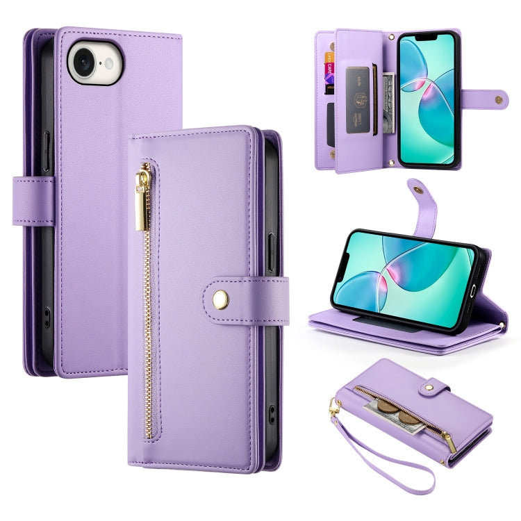 9カードスロット ジッパー付き財布型レザーケース、iPhone 17 Pro Max 用、iPhone 17 Pro 用、iPhone 17 用、iPhone Air 用、iPhone 16e 用、iPhone 16 Pro Max 用、iPhone 16 Pro 用、iPhone 16 Plus 用