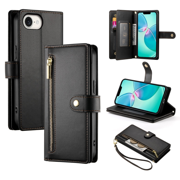 9カードスロット ジッパー付き財布型レザーケース、iPhone 17 Pro Max 用、iPhone 17 Pro 用、iPhone 17 用、iPhone Air 用、iPhone 16e 用、iPhone 16 Pro Max 用、iPhone 16 Pro 用、iPhone 16 Plus 用
