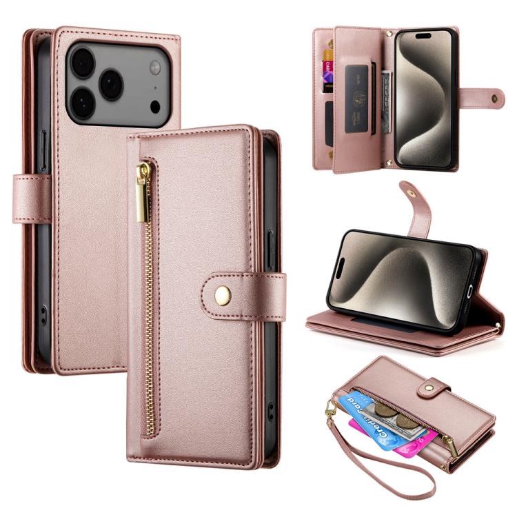 9カードスロット ジッパー付き財布型レザーケース、iPhone 17 Pro Max 用、iPhone 17 Pro 用、iPhone 17 用、iPhone Air 用、iPhone 16e 用、iPhone 16 Pro Max 用、iPhone 16 Pro 用、iPhone 16 Plus 用
