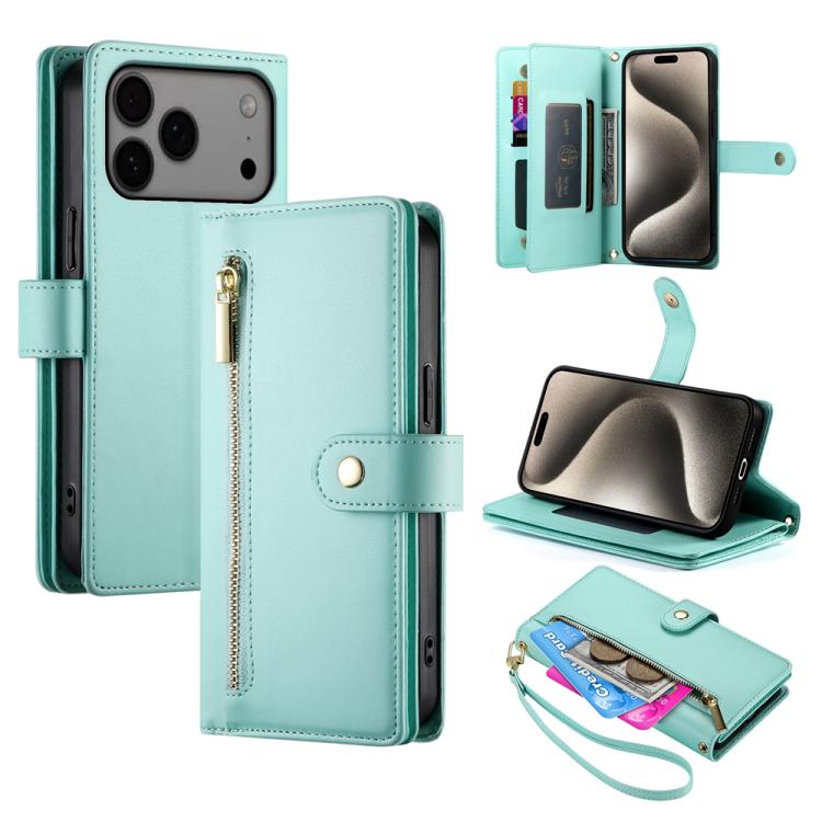 9カードスロット ジッパー付き財布型レザーケース、iPhone 17 Pro Max 用、iPhone 17 Pro 用、iPhone 17 用、iPhone Air 用、iPhone 16e 用、iPhone 16 Pro Max 用、iPhone 16 Pro 用、iPhone 16 Plus 用