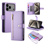 9カードスロット ジッパー付き財布型レザーケース、iPhone 17 Pro Max 用、iPhone 17 Pro 用、iPhone 17 用、iPhone Air 用、iPhone 16e 用、iPhone 16 Pro Max 用、iPhone 16 Pro 用、iPhone 16 Plus 用
