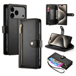 9カードスロット ジッパー付き財布型レザーケース、iPhone 17 Pro Max 用、iPhone 17 Pro 用、iPhone 17 用、iPhone Air 用、iPhone 16e 用、iPhone 16 Pro Max 用、iPhone 16 Pro 用、iPhone 16 Plus 用