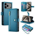 9カードスロット ジッパー付き財布型レザーケース、iPhone 17 Pro Max 用、iPhone 17 Pro 用、iPhone 17 用、iPhone Air 用、iPhone 16e 用、iPhone 16 Pro Max 用、iPhone 16 Pro 用、iPhone 16 Plus 用