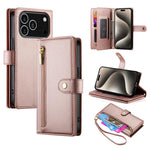 9カードスロット ジッパー付き財布型レザーケース、iPhone 17 Pro Max 用、iPhone 17 Pro 用、iPhone 17 用、iPhone Air 用、iPhone 16e 用、iPhone 16 Pro Max 用、iPhone 16 Pro 用、iPhone 16 Plus 用