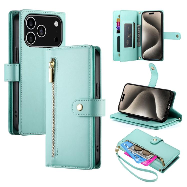 9カードスロット ジッパー付き財布型レザーケース、iPhone 17 Pro Max 用、iPhone 17 Pro 用、iPhone 17 用、iPhone Air 用、iPhone 16e 用、iPhone 16 Pro Max 用、iPhone 16 Pro 用、iPhone 16 Plus 用