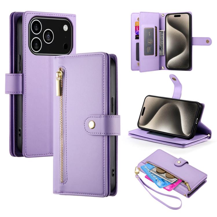 9カードスロット ジッパー付き財布型レザーケース、iPhone 17 Pro Max 用、iPhone 17 Pro 用、iPhone 17 用、iPhone Air 用、iPhone 16e 用、iPhone 16 Pro Max 用、iPhone 16 Pro 用、iPhone 16 Plus 用