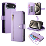 9カードスロット ジッパー付き財布型レザーケース、iPhone 17 Pro Max 用、iPhone 17 Pro 用、iPhone 17 用、iPhone Air 用、iPhone 16e 用、iPhone 16 Pro Max 用、iPhone 16 Pro 用、iPhone 16 Plus 用