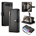 9カードスロット ジッパー付き財布型レザーケース、iPhone 17 Pro Max 用、iPhone 17 Pro 用、iPhone 17 用、iPhone Air 用、iPhone 16e 用、iPhone 16 Pro Max 用、iPhone 16 Pro 用、iPhone 16 Plus 用
