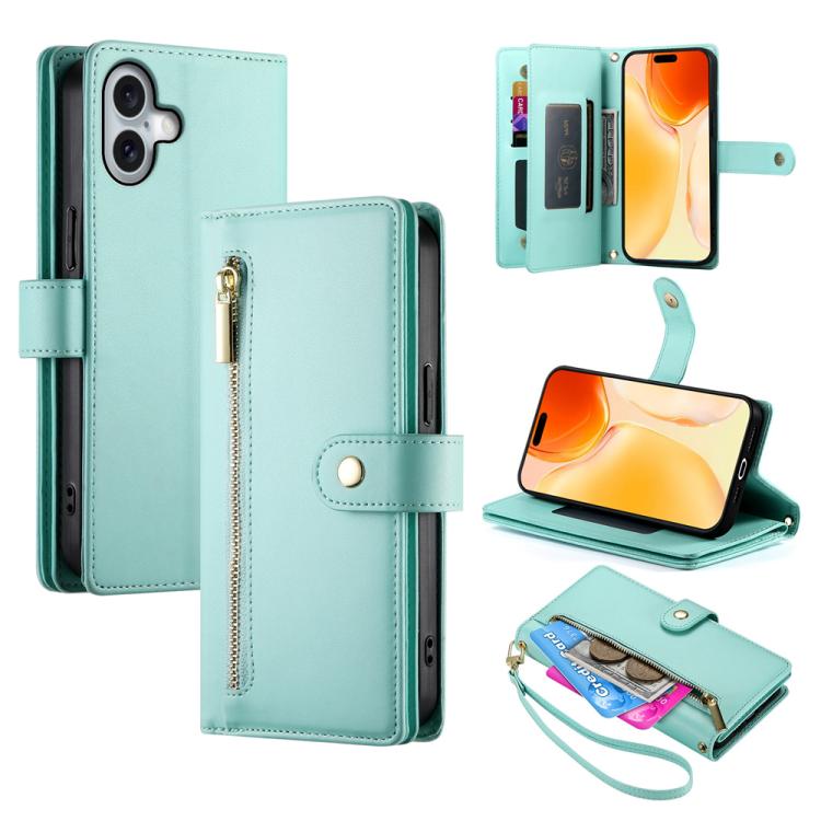 9カードスロット ジッパー付き財布型レザーケース、iPhone 17 Pro Max 用、iPhone 17 Pro 用、iPhone 17 用、iPhone Air 用、iPhone 16e 用、iPhone 16 Pro Max 用、iPhone 16 Pro 用、iPhone 16 Plus 用