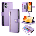 9カードスロット ジッパー付き財布型レザーケース、iPhone 17 Pro Max 用、iPhone 17 Pro 用、iPhone 17 用、iPhone Air 用、iPhone 16e 用、iPhone 16 Pro Max 用、iPhone 16 Pro 用、iPhone 16 Plus 用