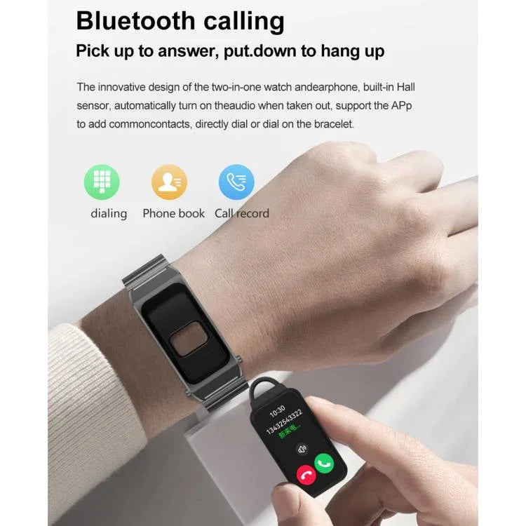 B7 Pro 1.5インチ 2イン1 Bluetoothイヤホン シリコンストラップ スマートウォッチ、心拍数／睡眠モニタリング対応