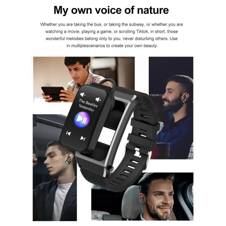 B7 Pro 1.5インチ 2イン1 Bluetoothイヤホン シリコンストラップ スマートウォッチ、心拍数／睡眠モニタリング対応
