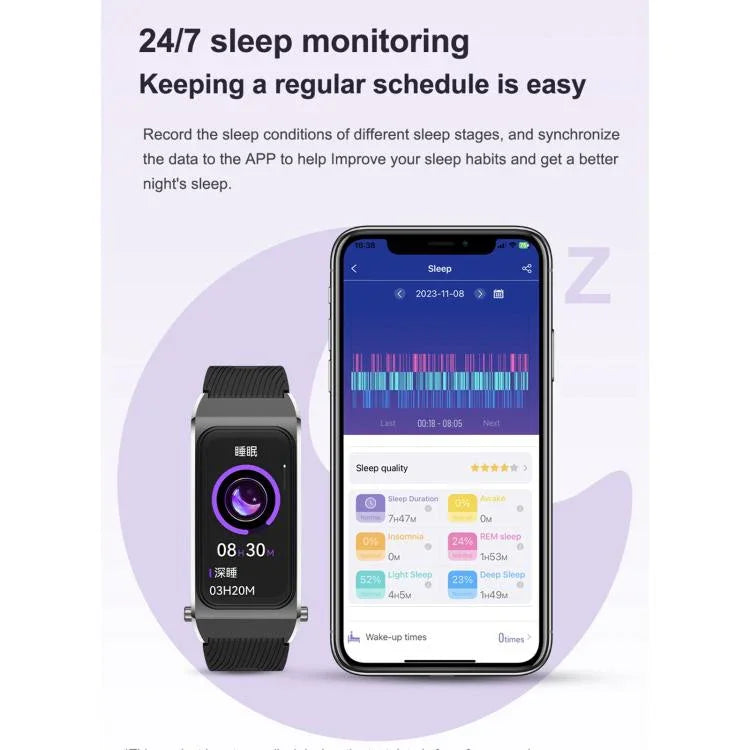B7 Pro 1.5インチ 2イン1 Bluetoothイヤホン シリコンストラップ スマートウォッチ、心拍数／睡眠モニタリング対応