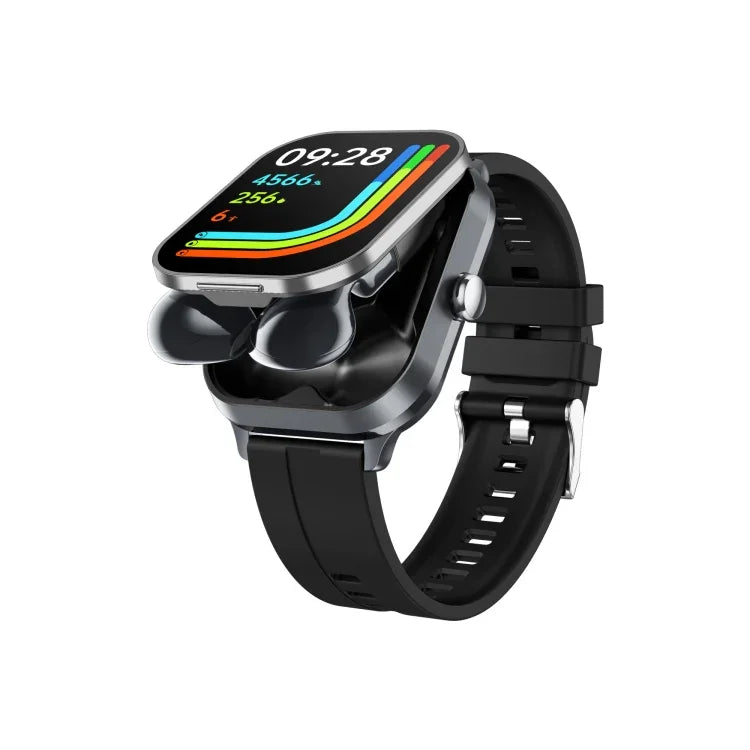 D8 Pro 2.01インチ 2イン1 Bluetoothイヤホン シリコンストラップ スマートウォッチ、カバー付きNFC対応