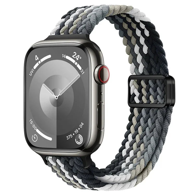 スリム磁気バックルナイロン編みウォッチバンド、Apple Watch SE 2023 44mm用、Apple Watch SE 2023 40mm用