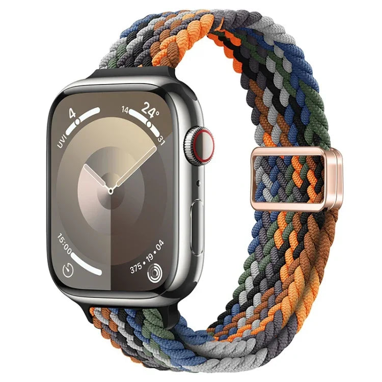 スリム磁気バックルナイロン編みウォッチバンド、Apple Watch SE 2023 44mm用、Apple Watch SE 2023 40mm用