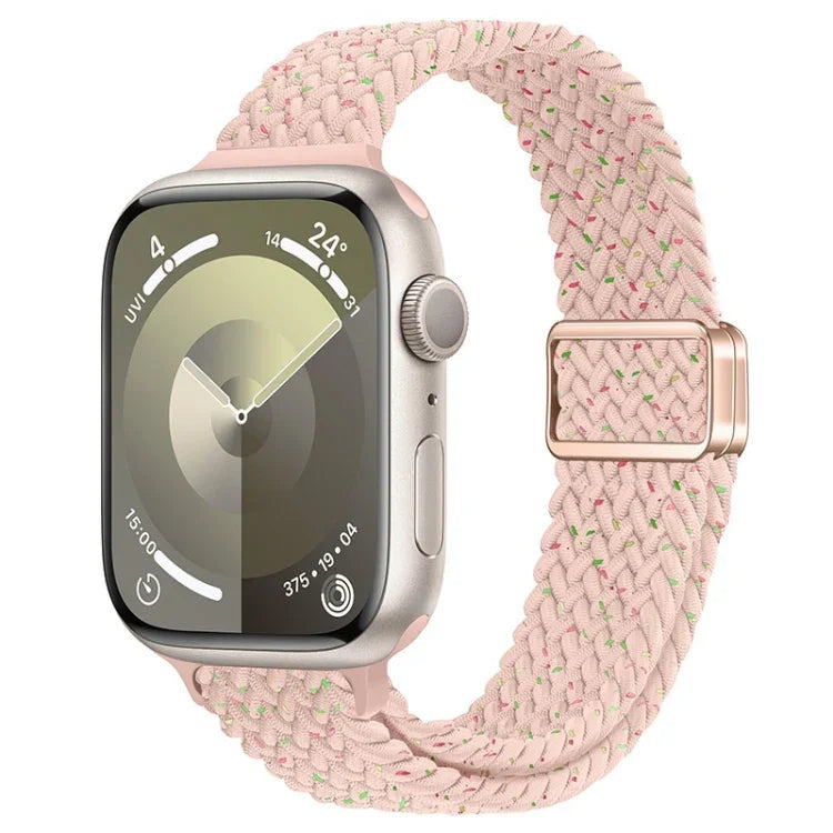 スリム磁気バックルナイロン編みウォッチバンド、Apple Watch SE 2023 44mm用、Apple Watch SE 2023 40mm用