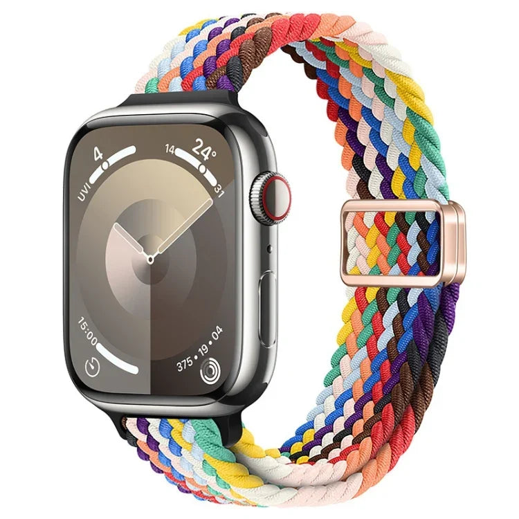 スリム磁気バックルナイロン編みウォッチバンド、Apple Watch SE 2023 44mm用、Apple Watch SE 2023 40mm用