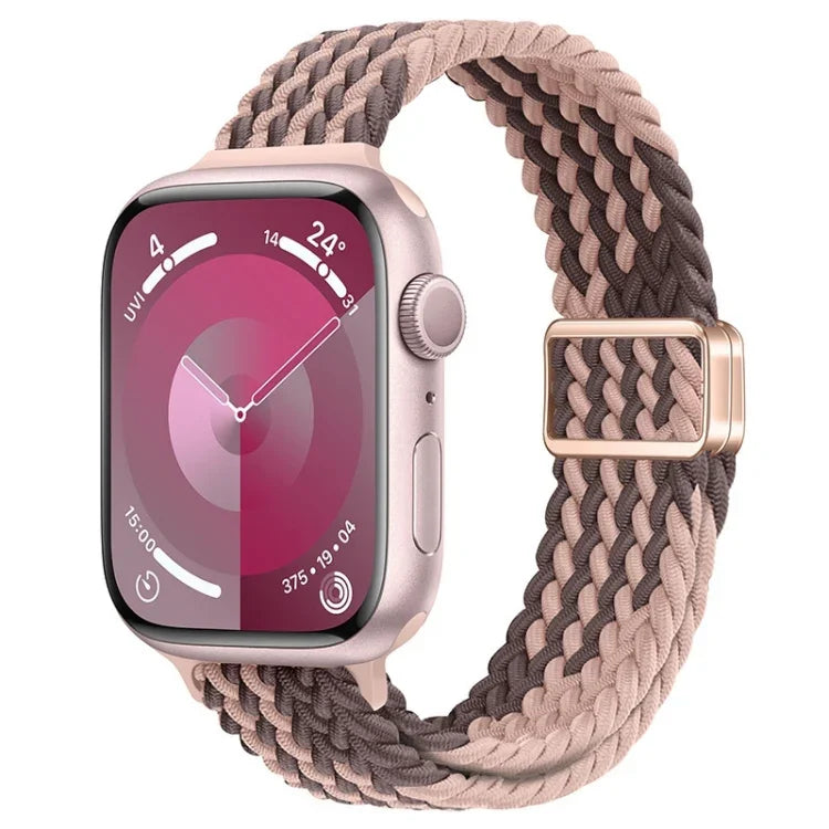 スリム磁気バックルナイロン編みウォッチバンド、Apple Watch SE 2023 44mm用、Apple Watch SE 2023 40mm用