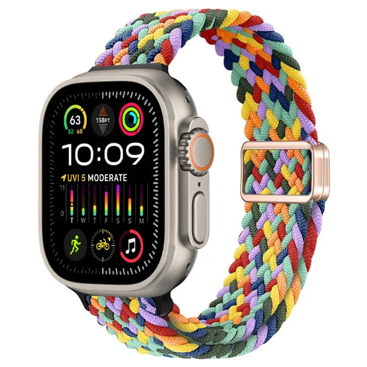 スリム磁気バックルナイロン編みウォッチバンド、Apple Watch Ultra 2 49mm用、Apple Watch Series 9 45mm用