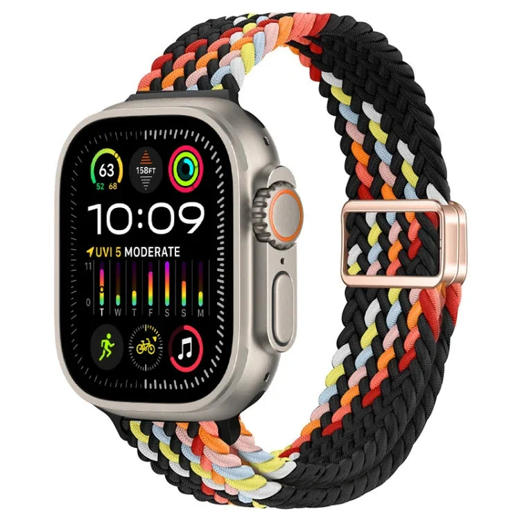 スリム磁気バックルナイロン編みウォッチバンド、Apple Watch Ultra 2 49mm用、Apple Watch Series 9 45mm用