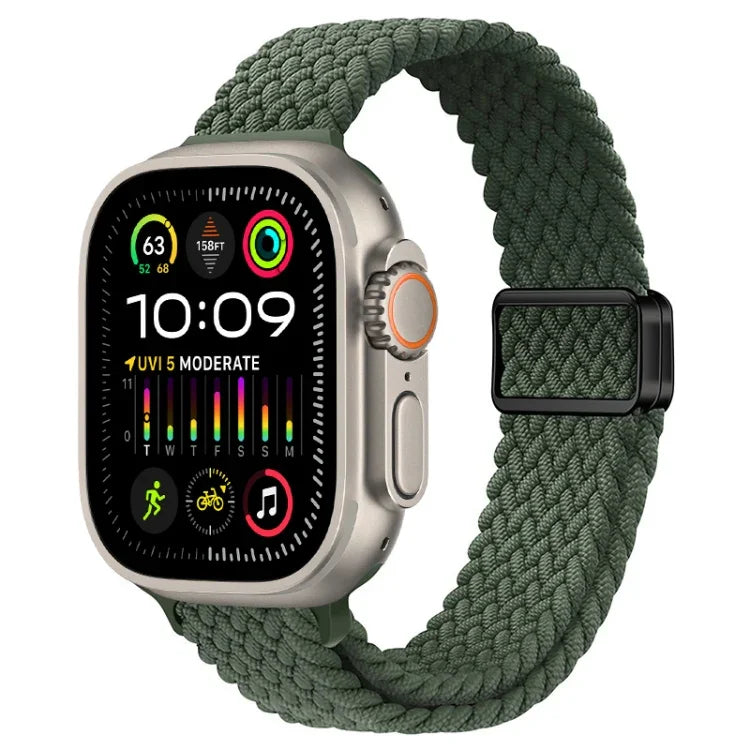 スリム磁気バックルナイロン編みウォッチバンド、Apple Watch Ultra 2 49mm用、Apple Watch Series 9 45mm用