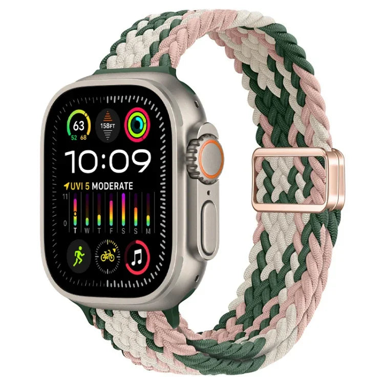 スリム磁気バックルナイロン編みウォッチバンド、Apple Watch Ultra 2 49mm用、Apple Watch Series 9 45mm用