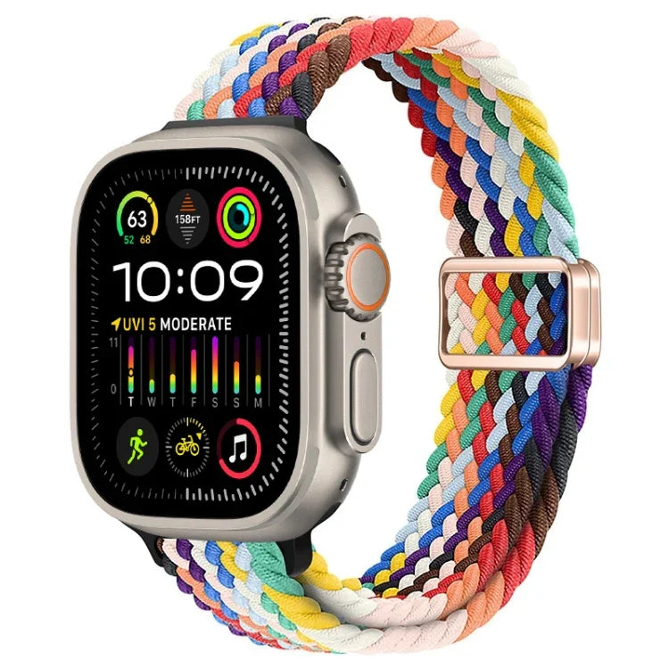 スリム磁気バックルナイロン編みウォッチバンド、Apple Watch Ultra 2 49mm用、Apple Watch Series 9 45mm用