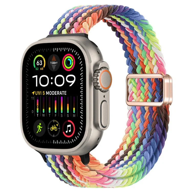 スリム磁気バックルナイロン編みウォッチバンド、Apple Watch Ultra 2 49mm用、Apple Watch Series 9 45mm用
