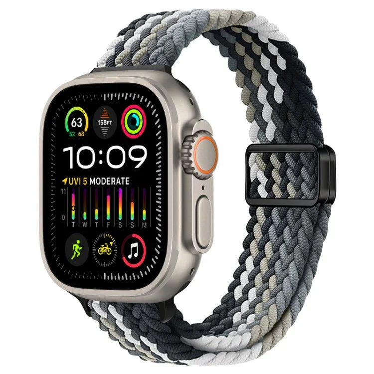 スリム磁気バックルナイロン編みウォッチバンド、Apple Watch Ultra 2 49mm用、Apple Watch Series 9 45mm用