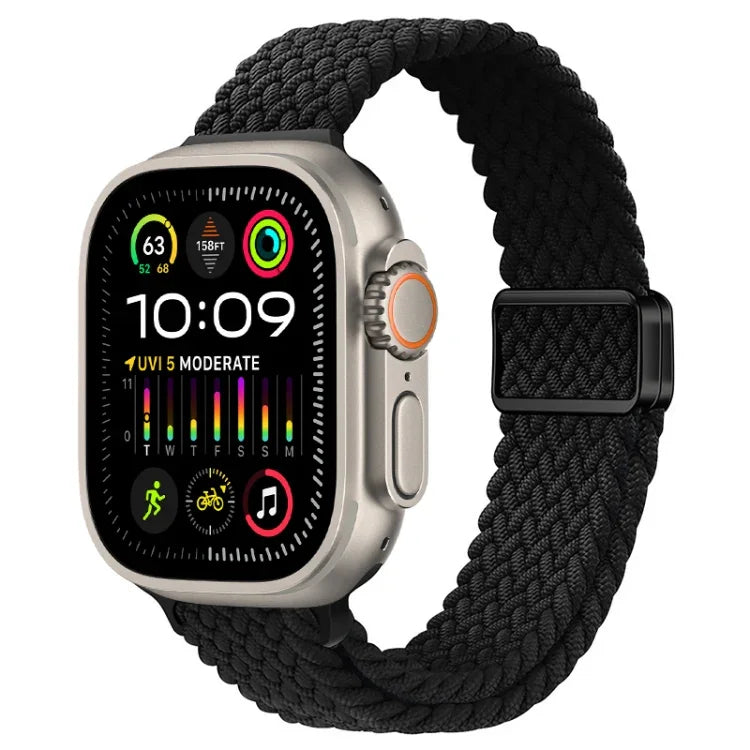 スリム磁気バックルナイロン編みウォッチバンド、Apple Watch Ultra 2 49mm用、Apple Watch Series 9 45mm用