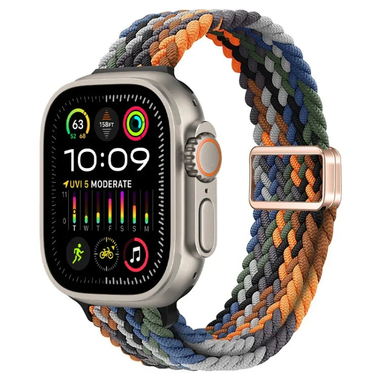 スリム磁気バックルナイロン編みウォッチバンド、Apple Watch Ultra 2 49mm用、Apple Watch Series 9 45mm用