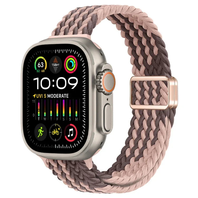 スリム磁気バックルナイロン編みウォッチバンド、Apple Watch Ultra 2 49mm用、Apple Watch Series 9 45mm用