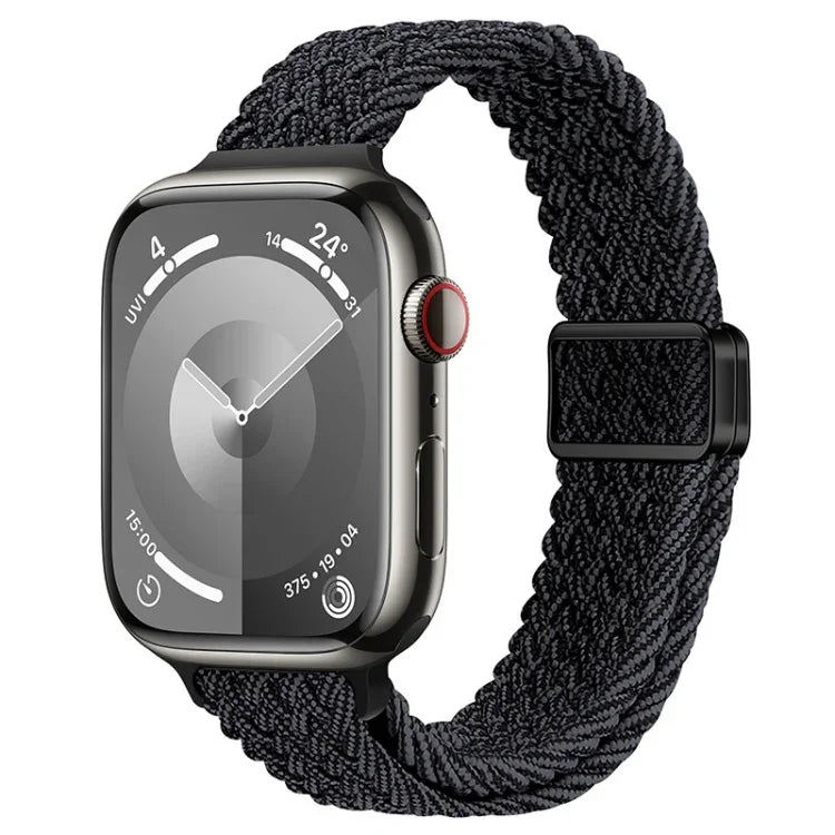 スリム磁気バックルナイロン編みウォッチバンド、Apple Watch Ultra 2 49mm用、Apple Watch Series 9 45mm用
