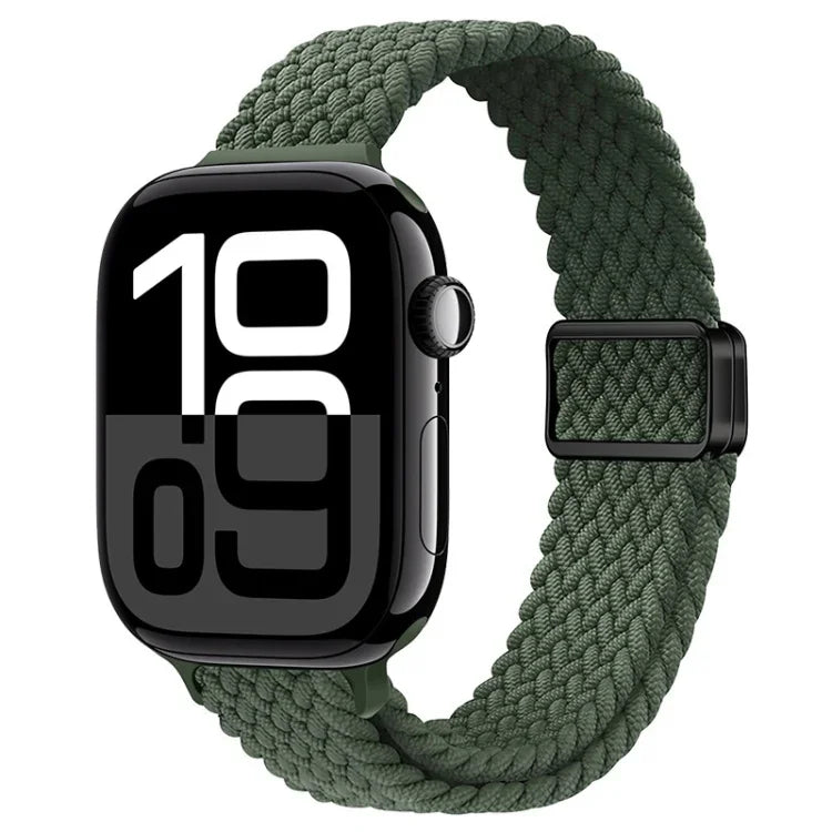 スリム磁気バックルナイロン編みウォッチバンド、Apple Watch Series 10 46mm用、Apple Watch Series 10 42mm用