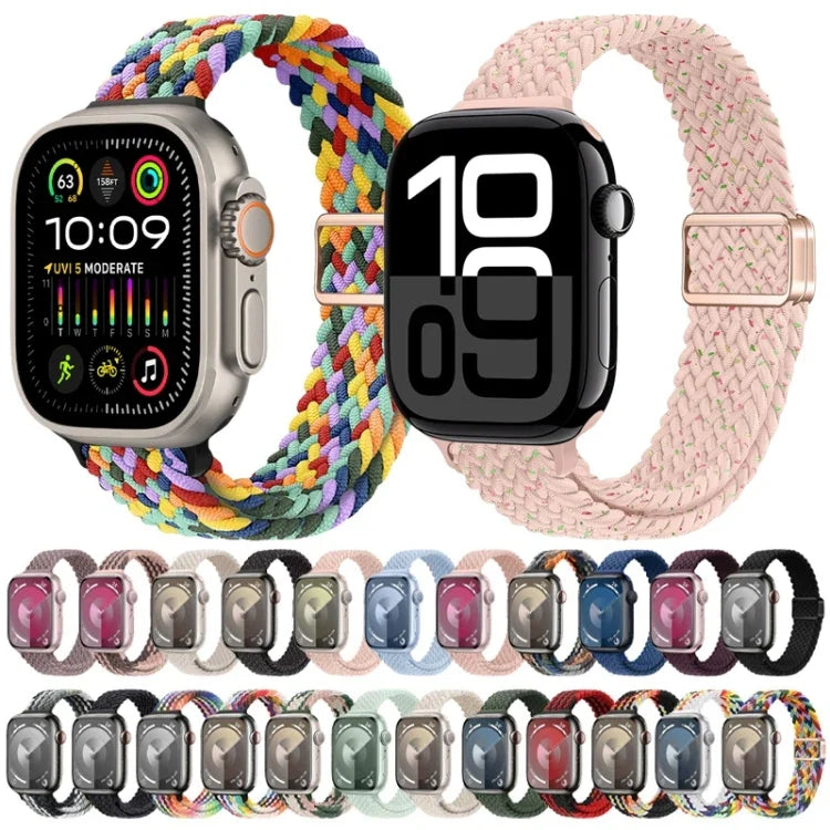 スリム磁気バックルナイロン編みウォッチバンド、Apple Watch Series 10 46mm用、Apple Watch Series 10 42mm用