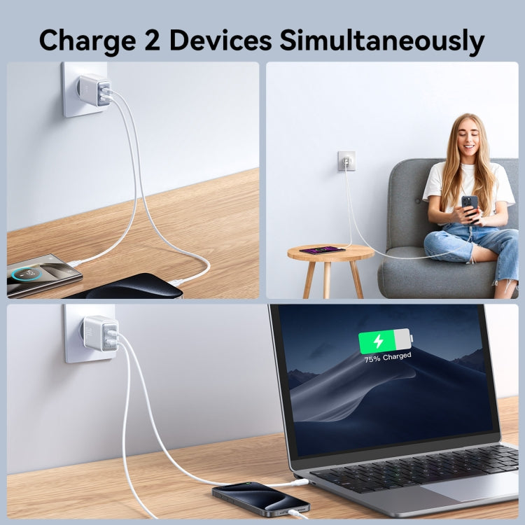 JOYROOM JR-TCF15 30W USB+USB-C / Type-C 急速充電器、EUプラグ、UKプラグ