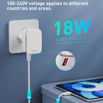 LDNIO A1204Q QC3.0 18W USB 急速充電器 1m USB to 8ピンケーブル付き、EUプラグ、UKプラグ、USプラグ