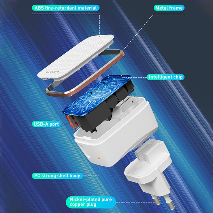 LDNIO A1204Q QC3.0 18W USB 急速充電器 1m USB to 8ピンケーブル付き、EUプラグ、UKプラグ、USプラグ