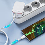 LDNIO A1204Q QC3.0 18W USB 急速充電器 1m USB to 8ピンケーブル付き、EUプラグ、UKプラグ、USプラグ