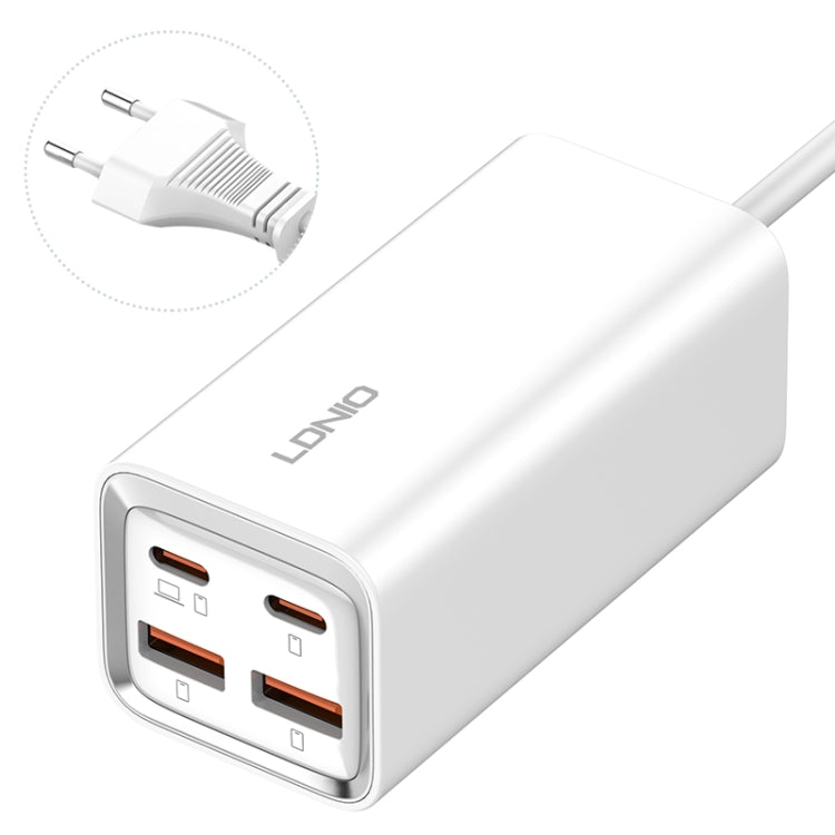 LDNIO A4610C PD65W デュアルUSB-C / Type-C＋デュアルUSB高速充電器、ケーブル長1.5m、EUプラグ、A4610C（UKプラグ）、USプラグ