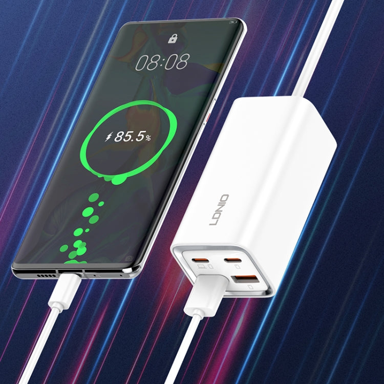 LDNIO A4610C PD65W デュアルUSB-C / Type-C＋デュアルUSB高速充電器、ケーブル長1.5m、EUプラグ、A4610C（UKプラグ）、USプラグ