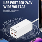 LDNIO A4610C PD65W デュアルUSB-C / Type-C＋デュアルUSB高速充電器、ケーブル長1.5m、EUプラグ、A4610C（UKプラグ）、USプラグ