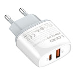 LDNIO Q229 QC3.0 / PD20W USB + Type-C 急速充電器 1m USB to 8ピンケーブル付き、EUプラグ、UKプラグ、USプラグ
