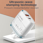 LDNIO Q229 QC3.0 / PD20W USB + Type-C 急速充電器 1m USB to 8ピンケーブル付き、EUプラグ、UKプラグ、USプラグ