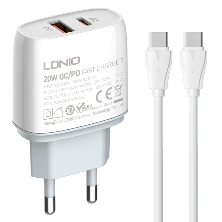 LDNIO Q229 QC3.0 / PD20W USB＋Type-C高速充電器 1m Type-C to Type-Cケーブル付き、EUプラグ、UKプラグ、USプラグ